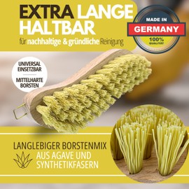 ORGAFLIX Scrubbing Brush, Set of 3, Made in Germany, Durable Bristle Mix, Medium Hard, Cleaning Brush, Hand Brush, Carpet Brush, Scrubber Brush, Cleaning Brush, Root Brush