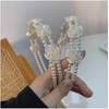 Double Pearl Rose Flower Headband White Pearl Headbands for Women