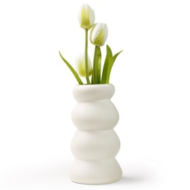Umlaca Ceramic Vase, Flower Vase, White Decorative Vases for Pampas Grass Decoration, Modern Vase for Home, Living Room, Dining Table, Bauemhaus, Office Decor