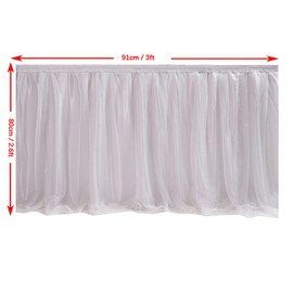 3ft / 91cm White Table Skirt, Romantic Tulle Desk Gauze, Table Decoration, Snowflake Wonderland Tutu Table Cloth, for Baby Shower, Wedding, Birthday, Party, Bar, Prom, Valentine's Day Christmas