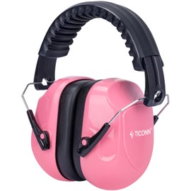 TICONN Noise Cancelling Headphones for Adults, NRR 26dB Ear Muffs for Noise Reduction, Adjustable Ear Muffs for Shooting Range, Construction, Studying, Concerts, and Fireworks (Soft Pink)