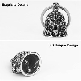 ZKGYUS Guardian Bell Motorcycle Bell, Stainless Steel Motorcycle Bell Lucky Charm, Motorcycle Bell Hanger Chrome for Motorcycle Accessories or Key Chain, Supplied in a Velvet Gift Bag, cream-coloured