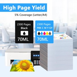 LCL 114 Ink Bottle Replacement for Epson 114 Ink Refill Bottle Multipack Compatible with EPSON ECOTANK ET-8500 ET-8550 (6 Pack KPBCMYGY)