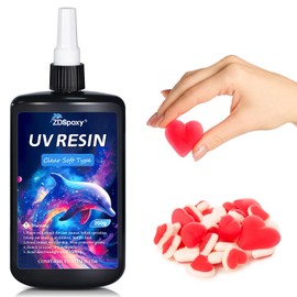 Zdspoxy UV Resin Soft Type, 200g Elastic&Bendable Crystal Clear Ultraviolet Epoxy Resin, Low Shrinkage UV Resin Kit for Crafts, Jewelry Making, Decoration