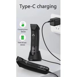Professional Body Hair Trimmer, Waterproof Electric Groomer with LED Display, USB-C Charging Base