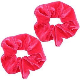Topkids Accessories - Luxury Velvet Scrunchie Scrunchies Elastic Hair Band Ponytail Holder Hair Scrunchie Hair Bobbles Hair Accessories for Women Ladies Girls - Pack of 2 (Fuchsia Pink)