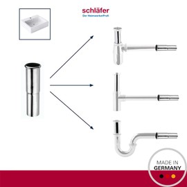 Schläfer | 439105 - Siphon Extension Tube Sink 1"1/4 in Chromed Brass, Bottle Trap, Drain Pipe for Adjustable Siphon, 130mm x Ø32mm - DN32. Immersion Tube for Siphon Pipe