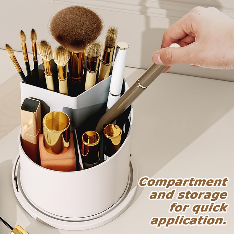 Cosmetic Storage with Transparent Compartments, Rotating Birdcage Makeup Organizer, Desktop