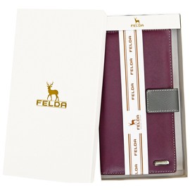 Felda Womens Genuine Soft Leather Purse - RFID Protection and Credit Card Holder - Purple Multi