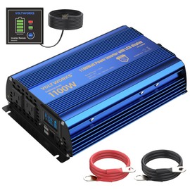 Power Inverter 1100 watt 12V DC to 110V 120V AC 1000w Inverter with LCD Display Remote Control 2AC Outlets Dual 2.4A USB Ports Compatible with Lithium Battery for Car RV Truck Boat by VOLTWORKS