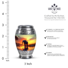 YATHABHISA Small Urn Human Ashes with Elephant, Memorial Gift for Everyone, Keepsake Mini Urn for Cremation Ash Container for Men & Women, Yellow, Combo, 3 Inch (Set of 2)