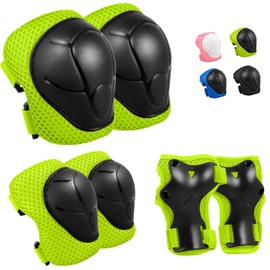 Kids/Youth Knee Pad Elbow Pads Guards Protective Gear Set, Toddler Knee and Elbow Pads with Wrist Guards 3 in 1 for Skating Cycling Bike Rollerblading Scooter (Green)
