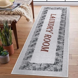 SUSSEXHOME Non Skid Washable Laundry Room Rug Runner - 20 x 59 Inches Heavy Duty Ultra-Thin 70% Cotton Laundry Mat for Laundry Room