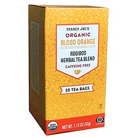 Trader Joes Organic Blood Orange Rooibos Herbal Tea Blend, Flavored with other Natural Flavors, Caffeine Free, 20 Tea Bags, 1.13 ounces (32 grams)
