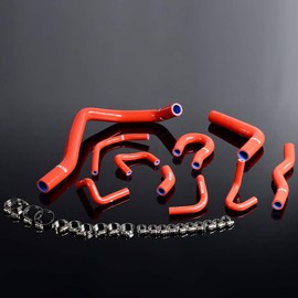 PIT66 Silicone Radiator Hose Kit,Compatible with 88-91 Civic/CRX EE EF/CR-X Base/DX/HF/Si Red with Clamps