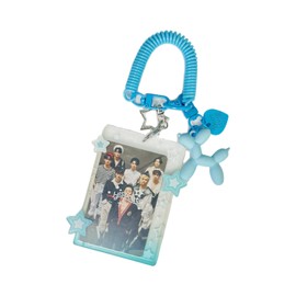 Tosygnb Photocard Holder with balloondog Keychain Transparent PhotoCard Holder Y2K Charm Holders Kawaii Photo Card Keychain Acrylic ID Bus Card Holders Y2K Accessories (blue)