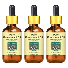 Devprayag Pure Kumkumadi Oil for Blemishes Free and Radiant Skin with Glass Dropper Natural Therapeutic Grade (Pack of Three) 100mlx3 (10 oz)