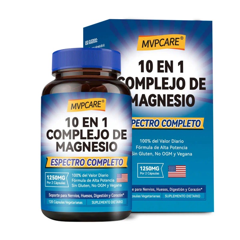 Mvpcare Suplemento Complejo Magnesio Elemental 1250mg 120 Cápsulas Citrato Malato