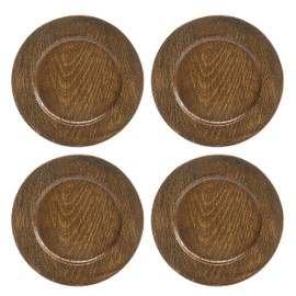 Hosley's Set of 4,Brown Plastic Decorative Charger Plate- 11.8" Diameter. Ideal GIFT for Wedding, Party Favor, Bridal, House Warming P1