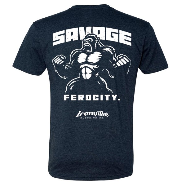 Ironville Savage Ferocity Gorilla Weightlifting Soft Blend T Shirt (US,