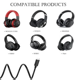 LIAUBN Bluetooth Headphones Charger Cable for MOVSSOU E7,SE8, DOQAUS, HROEENOI, KVIDIO, BERIBES, Tuitager, Uliptz, INFURTURE, iClever BTH12 Headphones, Bluetooth Headphones Over Ear USB C Charger