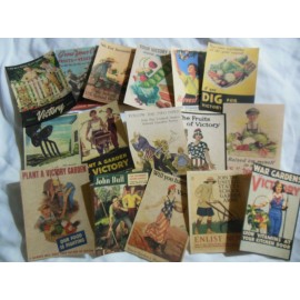 Set of 16 LARGE Victory Garden WWII images taken from 1940's war garden posters