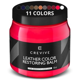 CREVIVE Leather Recoloring Balm Red 10 oz - Leather Color Restorer - Leather Restorer for Couches - Leather Balm Red