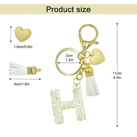 SJUIEO Letter Keychain,Heart Shaped Keychain,Handbag Charm for Women Girls Keychain,Backpack Keychain (Letter V), beige, M