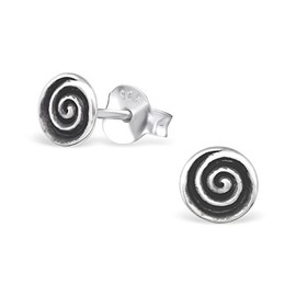 Laimons Women's Earrings Women's Jewellery Spiral Oxidised Sterling Silver 925, Sterling Silver, No Gemstone