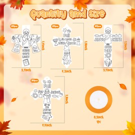 CY2SIDE 80PCS Color Your Own Fall Jesus Cross Make Your Own Christian Thankful Cross Magic Art Making Kit for Bible School DIY Fall in Love with Jesus Religious School Crafts for Kids Home Activities