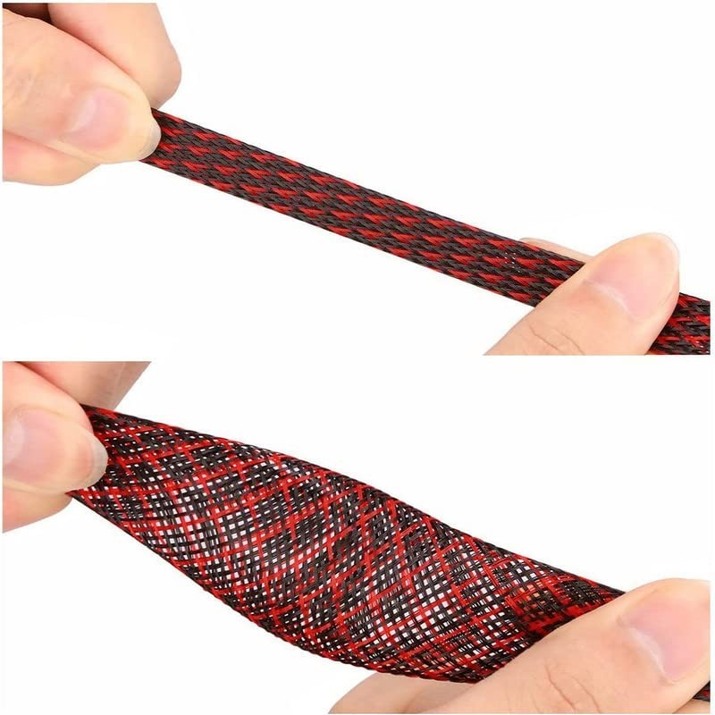 PET Expandable Braided Sleeving 25Ft-1 inch Wire Loom, Aibole Braided