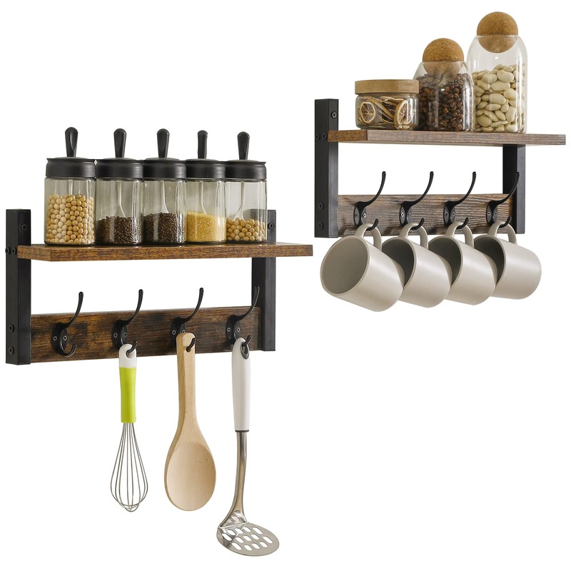 YMYNY Coat Rack Shelf Wall Mounted, Coat Hooks Set of