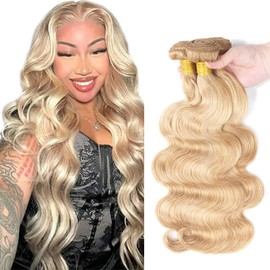 Raivide P27613 Bundle 613 Body Wave Human Hair Bundles Two Tone #613 Mixed With #27 Bundles Human Hair 12 14 16 Inch Highlight Blonde Body Wave Bundle