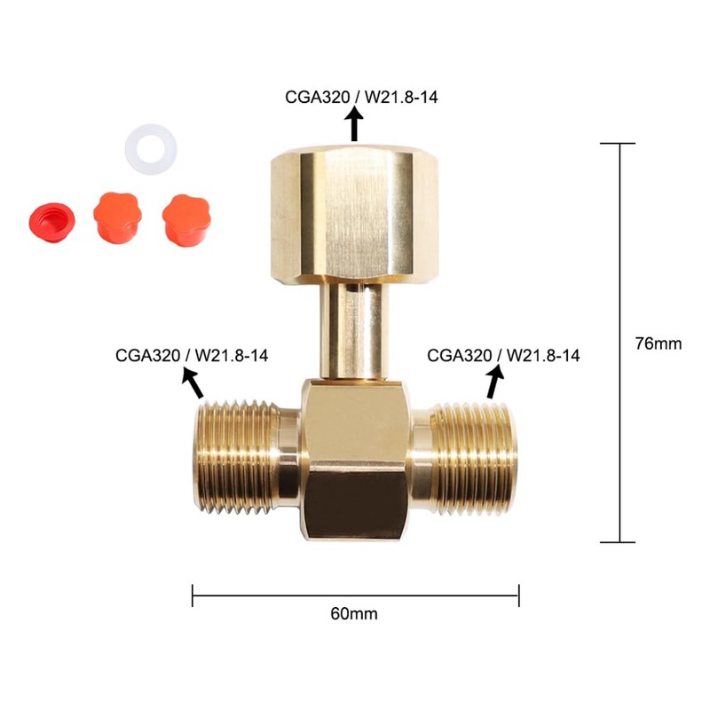 Byttlerom CO2 Tank Adapter CO2 Cylinder Tank W21.8-14 Adapter Converter