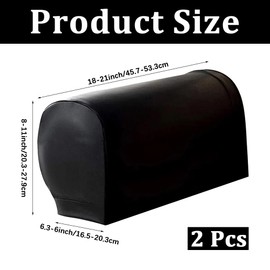CALFOVERA 2PCS Waterproof PU Leather Armrest Covers Vintage Non-Slip Leather Arm Rest Slipcovers Stretch Black Furniture Armrest Protector Elastic Armchair Sleeves for Recliner Sofa Couch Chairs