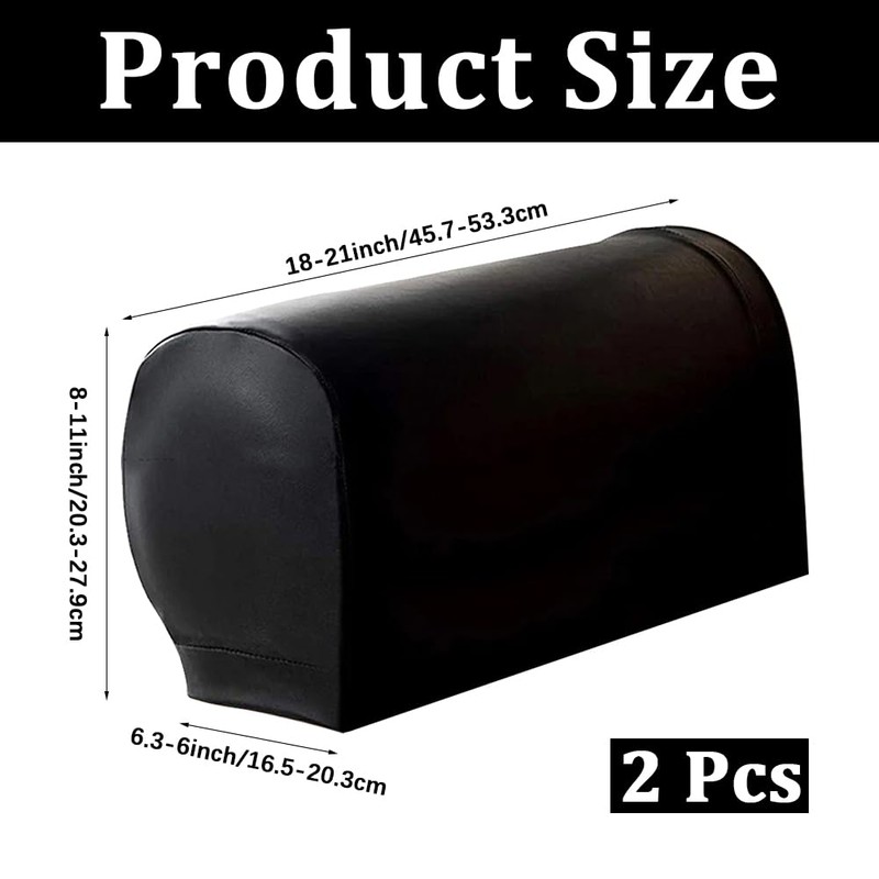 CALFOVERA 2PCS Waterproof PU Leather Armrest Covers Vintage Non-Slip Leather