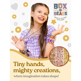 Spacer Beads Kit for Bracelet Making, 3000 Assorted Round Hearts and Stars Gold Tones and Silver Beads for Bracelet Jewelry Making Set for Teen Girls 9 10 11 12 Adults Friendship Bracelet