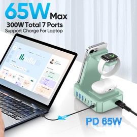 300W Charging Station for Multiple Devices Apple,Green