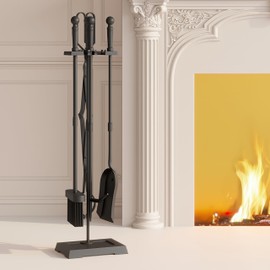 Kingson Fireplace Tools Set 5-Pieces Indoor Outdoor Sturdy Fire Place Poker Sets with Ergonomics Handle