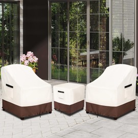 Osileyo Patio Furniture Covers for 3 Piece Outdoor Bistro Sets,100% Waterproof Outdoor Furniture Cover,Includes 2 Chairs and Coffee Table Coffee Table Cover,Beige & Brown