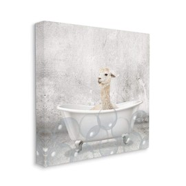 Stupell Industries Baby Llama Bath Time Cute Animal Design, Designed by Kim Allen Wall Art, 17 x 1.5 x 17, Canvas