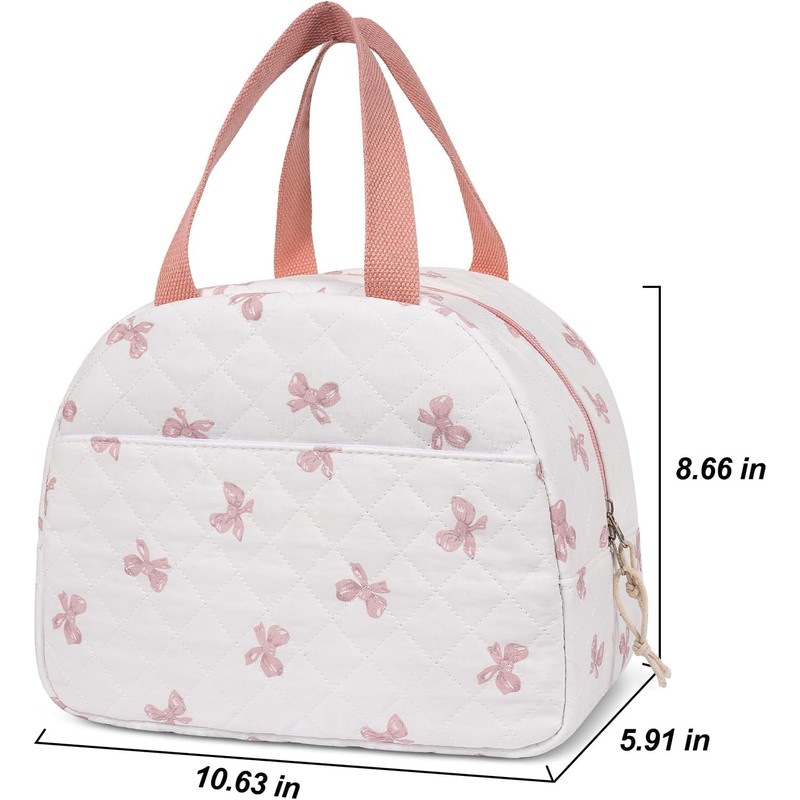 Bow Design Women's Insulated Lunch Tote with Compartments, Large Capacity