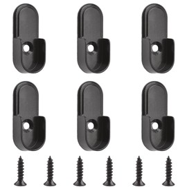 INCREWAY Oval Closet Rod Supports，6PCS Wardrobe Bracket Zinc Alloy Closet Rod Holders Wall Mounted Wardrobe Pipe Flange Bracket Curtain Pole End Supports, Black