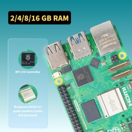 iRasptek Starter Kit for Raspberry Pi 5 RAM 8GB-Pre-Loaded 64GB Edition Pi OS (Red&White Case)