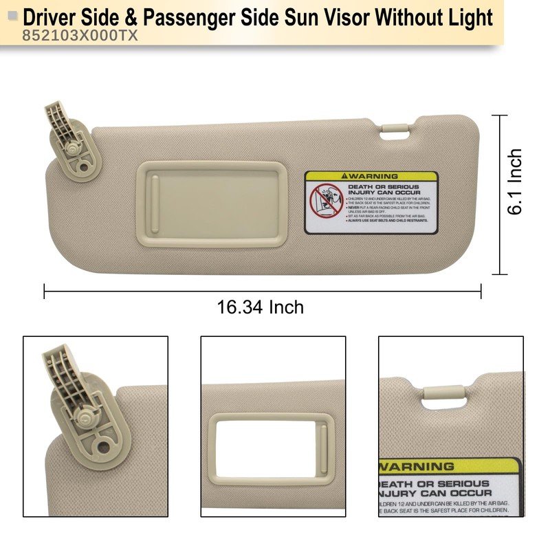 NHILES Left Driver & Right Passenger Side Sun Visor Replacement