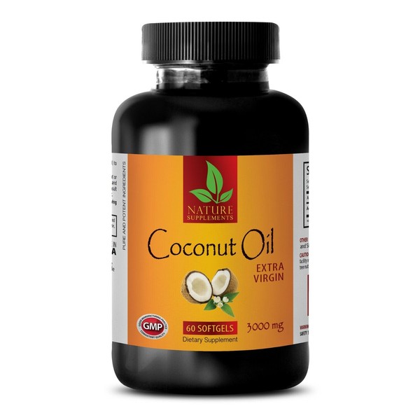 Coconut Oil For Hair - Extra Virgin 3000mg - Healthy Hair - 1 Bottle 60 Softgels