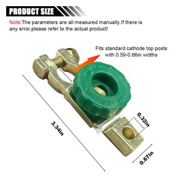 Top Post Battery Disconnect Switch, 12V-24V Battery Terminal Link Quick Switch with Green Knob, Battery Master Disconnect Cut Off Isolator, Quick Cut/Shut Off Switch for Car Truck Boat (2PCS)