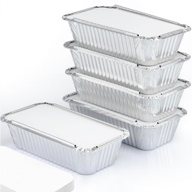 Spare Essentials (55 Pack Aluminum Loaf Pans with Lids 1.5 LB Disposable Bread Tins for Baking, Lunch Containers, Single Serve Baking Dishes - Foil Loaf Pans, Aluminum Bread Pans 7.8 x 4.3 x2 Inches