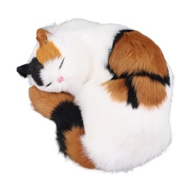 Fur Cat Figurine Simulation Innovative Hand Crafted Cute Fur Cat Statue for Present Home Decoration Yellow Patch Cat