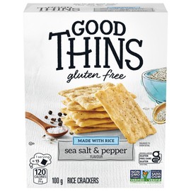 Good Thins, Gluten-Free Rice Crackers, Sea Salt & Pepper Flavour, 100g/3.5oz, (Imported from Canada)
